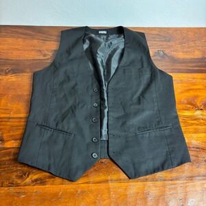 HEXA Black‎ V-Neck Button Front Vest Men's Formal Waistcoat